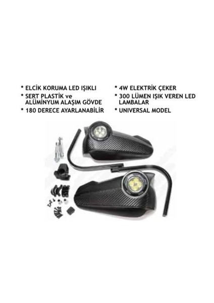 Motosiklet Evrensel Işıklı Elcik Koruma Karbon Desenli modelleri