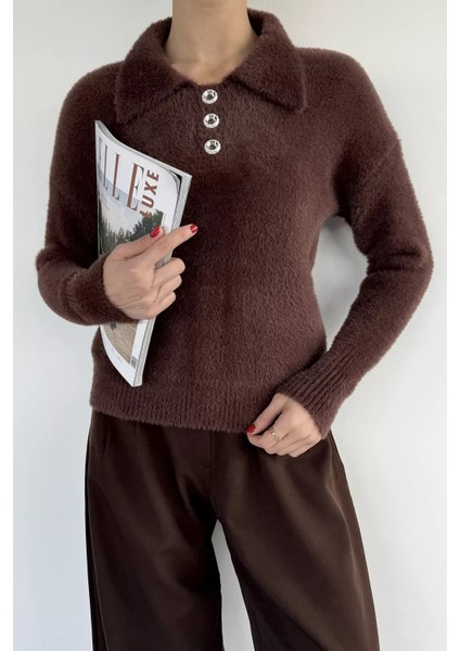 Gömlek Yaka Düğmeli Şardonlu Triko Kazak (S,m,l,xl Uyumludur) P-00018215