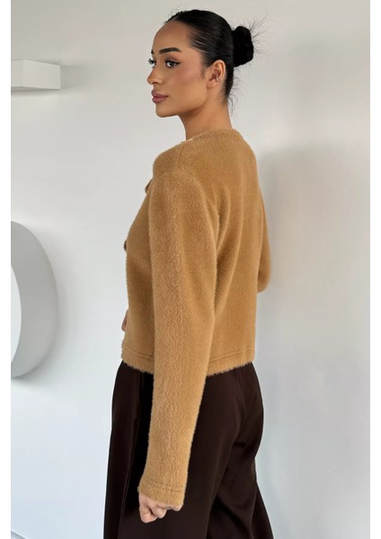 Kadın Ön Bağlamalı Inci Detaylı Yumoş Triko Ceket (S-M-L Uyumludur) P-00018059 fırsatları