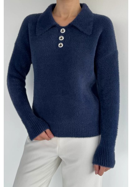 Gömlek Yaka Düğmeli Şardonlu Triko Kazak (S,m,l,xl Uyumludur) P-00018215