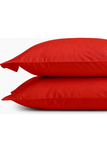 %100 Pamuk Yastık Kılıfı 2 Adet - Kırmızı - 50X70CM