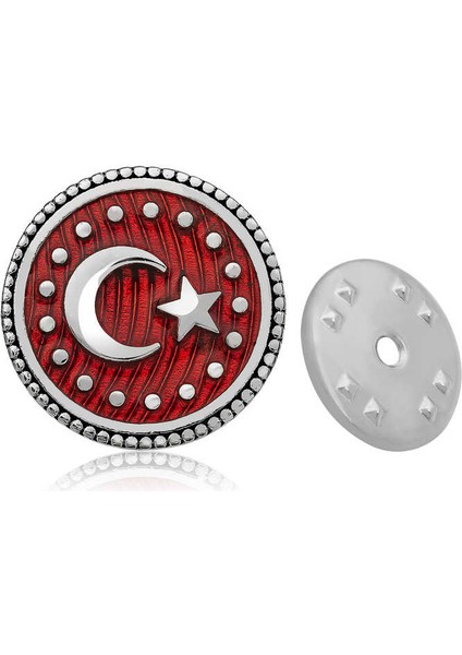 925 Ayar Gümüş Ay Yıldız Rozet T4373 (944944)