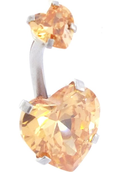 316L Çelik Kalp Model Zirkon Taşlı Piercing PRC-210