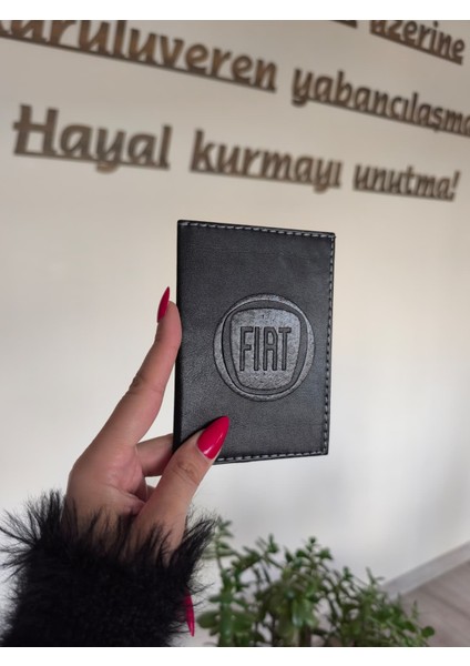 Fiat Deri Dikişli Araç Ruhsat Kılıfı Kabı Ruhsatlık Ruhsat Koruyucu
