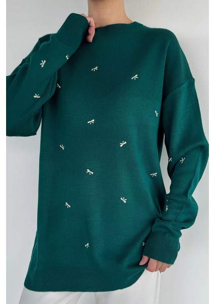 Kadın Kurdele Nakışlı Triko Kazak (M-L-Xl Uyumludur) P-00018883 fiyatları