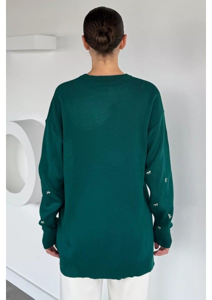 Kadın Kurdele Nakışlı Triko Kazak (M-L-Xl Uyumludur) P-00018883 fırsatları