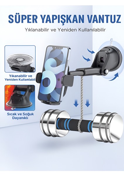 Ayna ve Torpido Montajlı Hidrolik Kanatlar 360° Dönebilen Başlık Vantuzlu Araç Içi Telefon Tutucu fırsatları