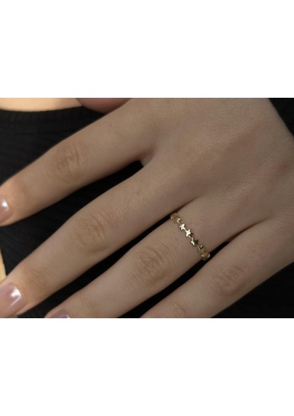 14 Ayar Altın Yarımtur Yıldız Yüzük