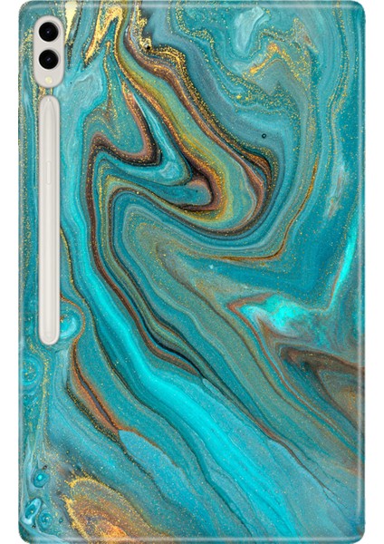 Samsung Galaxy Tab S8 Ultra SM-X900 14.6" Kılıf Tablet Için Desenli Silikon Kapak - Liquid Mermer