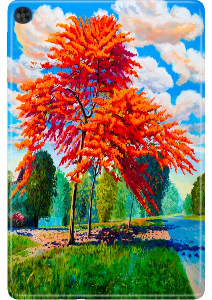 Huawei Matepad T10S-4 10.1" Kılıf Tablet Için Desenli Silikon Kapak - Sonbahar