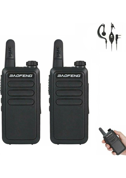 2 Adet Boafeng Bf-R5 Lisansız PMR446 El Telsizi Baofeng Bf-R5 Mini Telsiz El Telsizi (Kulaklık Hediyeli)