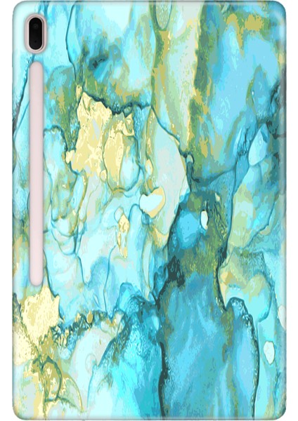 Samsung Galaxy Tab S7-Fe Lte SM-T737 Kılıf Tablet Için Desenli Silikon Kapak - Bulanık Mermer