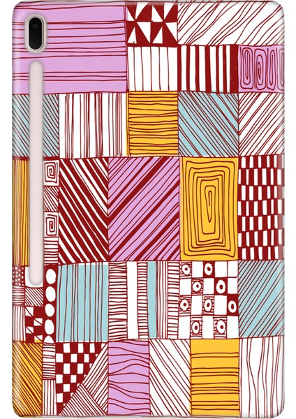 Samsung Galaxy Tab S7-Fe Lte SM-T737 Kılıf Tablet Için Desenli Silikon Kapak - Grafik KARE95955