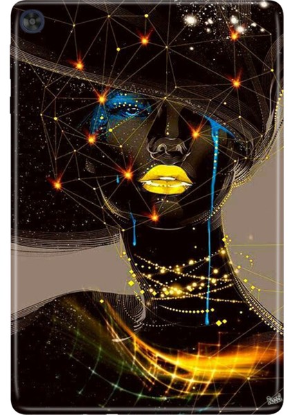 Huawei Matepad T10S-4 10.1" Kılıf Tablet Için Desenli Silikon Kapak - Yaldızlı Kız