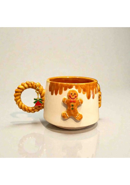 3D Kabartmalı Yeni Yıl 2026 Veya Harf Charm Hediyeli El Yapımı Seramik Kurabiye Adam Kupa Bardak Mug fiyatları