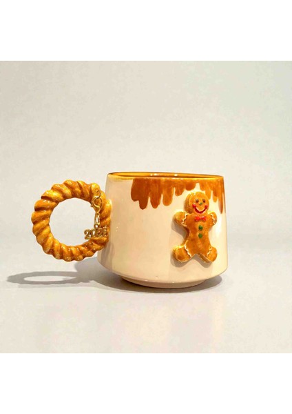 3D Kabartmalı Yeni Yıl 2026 Veya Harf Charm Hediyeli El Yapımı Seramik Kurabiye Adam Kupa Bardak Mug modelleri