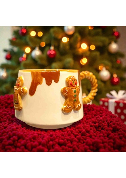 3D Kabartmalı Yeni Yıl 2026 Veya Harf Charm Hediyeli El Yapımı Seramik Kurabiye Adam Kupa Bardak Mug indirimleri