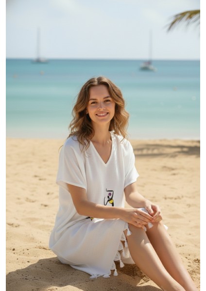 Plaj Elbisesi Viskon Pamuk Biyesiz Africa Desen L- Xl modelleri