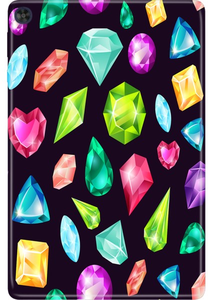 Huawei Matepad T10S-4 10.1" Kılıf Tablet Için Desenli Silikon Kapak - Elmaslar