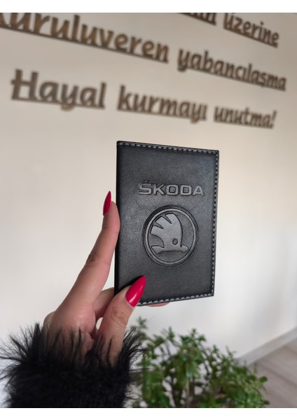 Fiat Deri Dikişli Araç Ruhsat Kılıfı Kabı Ruhsatlık Ruhsat Koruyucu