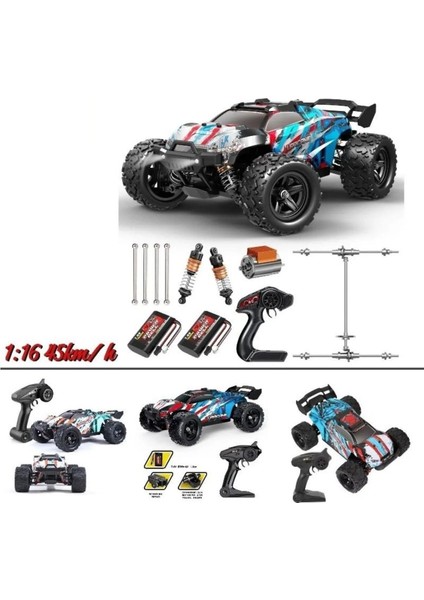 Elektrikli Rc 1:16 Ölçek Servo Motor Süspansiyonlu Arazi Aracı Spor Araç 45 Km Hız Rc Araç fiyatları