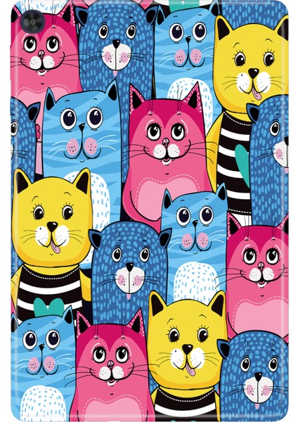 Huawei Matepad T10S-4 10.1" Kılıf Tablet Için Desenli Silikon Kapak - Süslü Kediler