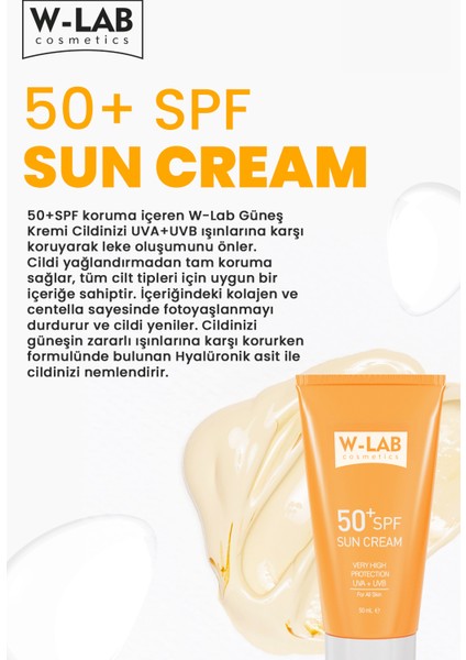 SPF 50+ yüksek korumalı güneş kremi, UVA ve UVB ışınlarına karşı etkili, tüm cilt tipleri için ideal