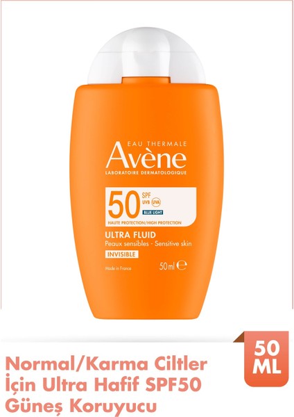 Ultra Fluid Invisible SPF50 yüksek korumalı hafif dokulu 50 ml güneş kremi, yüz ve vücut kullanımı için indirimleri