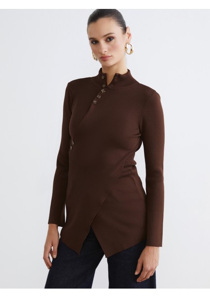 Dik Yaka Kadın Triko Kazak