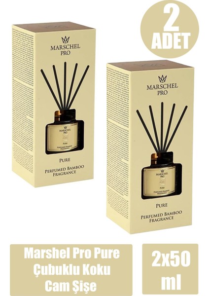 Marshel Pro Pure Çubuklu Koku Cam Şişe 50 ml 2 Adet