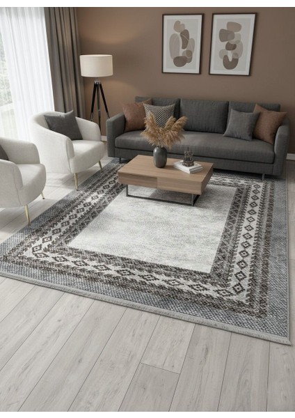 Gri-Kahve Jüt Sisal Görünümlü Lateks Taban Halı