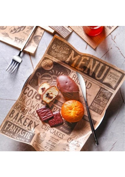 50'li Vintage Desenli Sunum Kağıdı – London & Food Bakery Temalı Yağlı Kağıt 25X35 cm | Retro Gazete Tasarım fırsatları