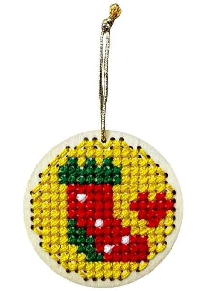 2648 El Yapımı Kanaviçe Işlemeli Çorap Temalı Ahşap Yılbaşı Süsü modelleri