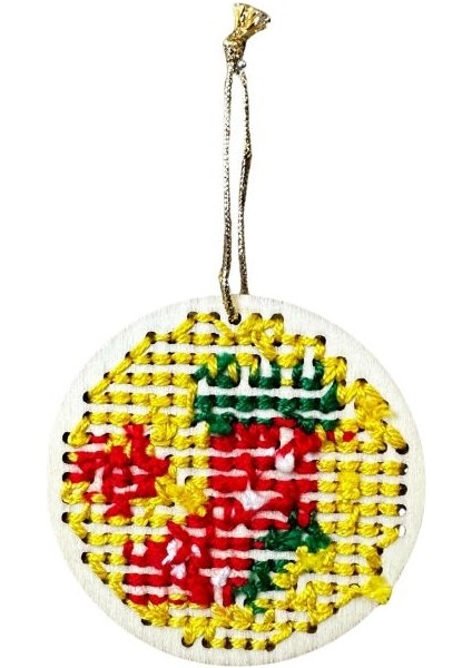 2648 El Yapımı Kanaviçe Işlemeli Çorap Temalı Ahşap Yılbaşı Süsü fırsatları