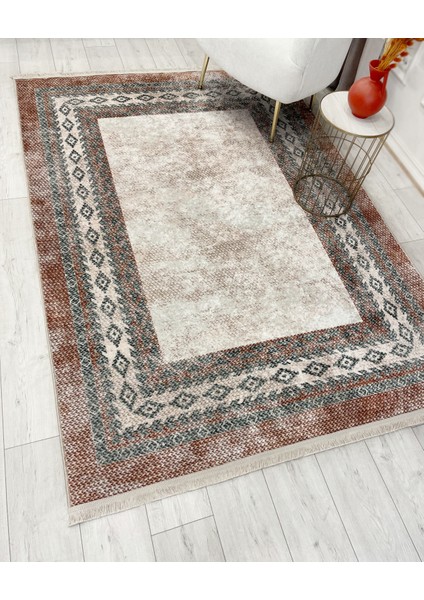 Bej-Kiremit Jüt Sisal Görünümlü Lateks Taban Halı fırsatları