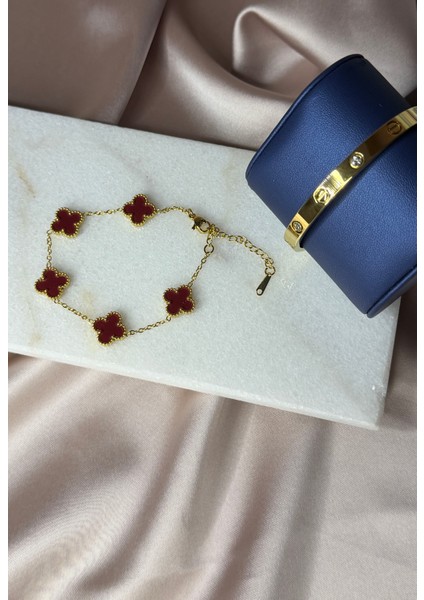 Kombin Ikili Bileklik Çiçek Desenli ve Kelepçe Gold Renkli modelleri