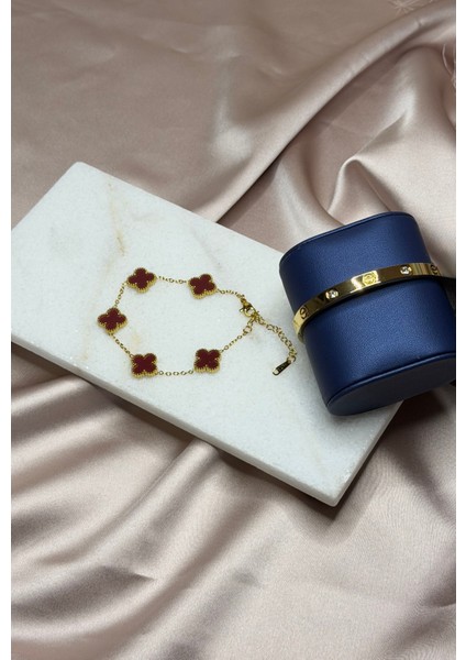 Kombin Ikili Bileklik Çiçek Desenli ve Kelepçe Gold Renkli fırsatları