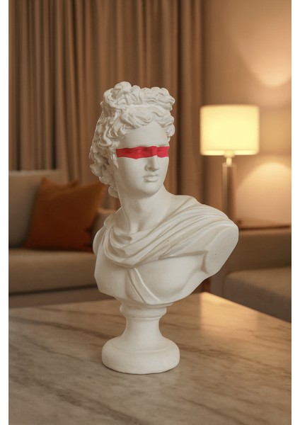 Dekoratif Apollon Heykel - Beyaz Renk - Gözü Kırmızı Renk modelleri