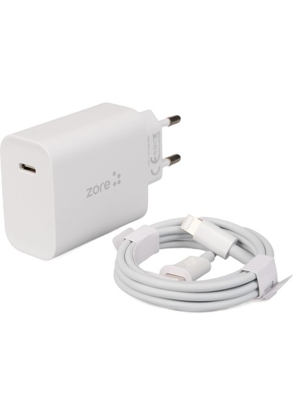 ​​zore Xmac Serisi X7 Type-C To Lightning Ev Şarj Aleti 20W - Beyaz