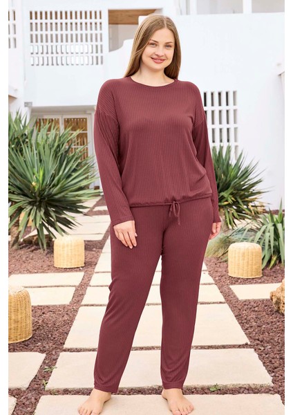 Büyük Beden Viskon Kadın Uzun Kol Pijama Takımı 250470 MÜRDÜM01 fiyatları