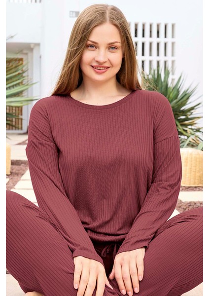 Büyük Beden Viskon Kadın Uzun Kol Pijama Takımı 250470 MÜRDÜM01 modelleri
