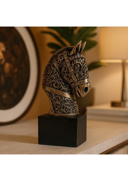 Dekoratif Antik At Başı - Eskitme Gold