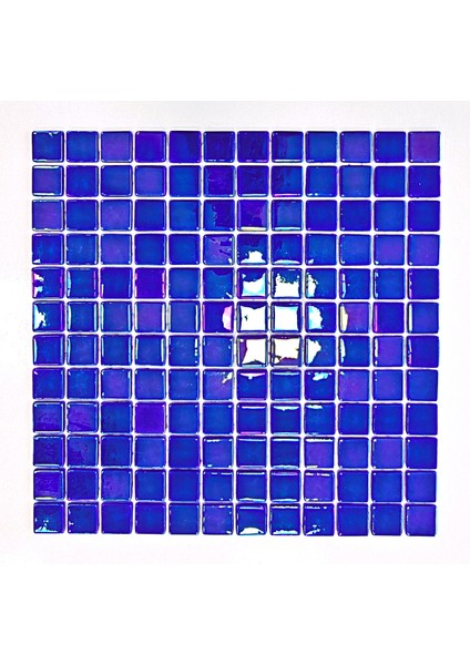 Havuz ve Tüm Yüzeyler Için, Suya ve Isıya Dayanıklı 2,5x2,5cm. Lüsterli Mavi, 31,5X31,5CM. Fileli Cam Mozaik