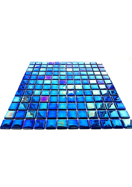 Havuz ve Tüm Yüzeyler Için, Suya ve Isıya Dayanıklı 2,5x2,5cm. Lüsterli Mavi, 31,5X31,5CM. Fileli Cam Mozaik fırsatları