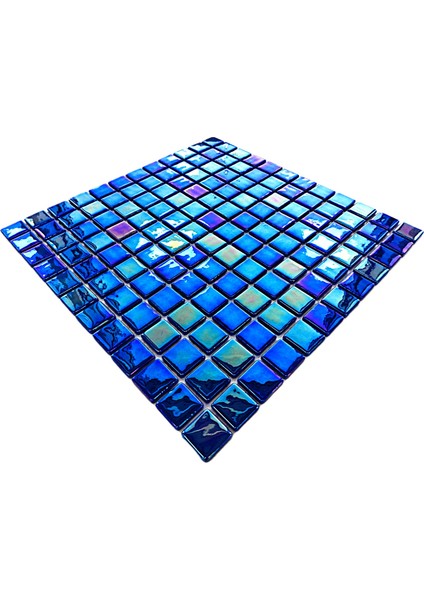 Havuz ve Tüm Yüzeyler Için, Suya ve Isıya Dayanıklı 2,5x2,5cm. Lüsterli Mavi, 31,5X31,5CM. Fileli Cam Mozaik indirimleri