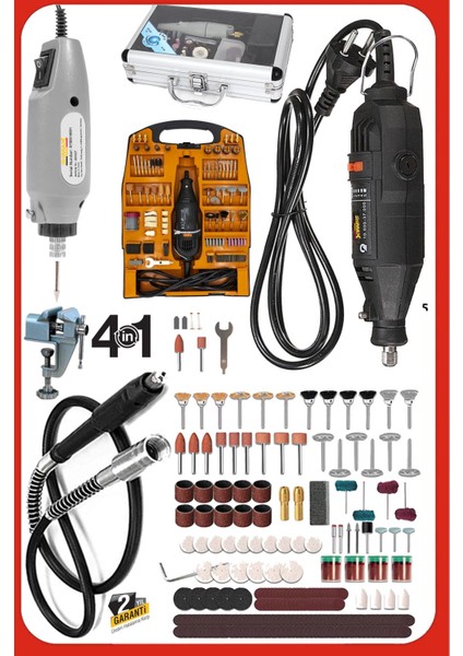 Italy SUPER362 362 Parça 500W Devir Ayarlı Çift Adet Gravür Oyma Makinesi Dremel Taşlama Zımpara Set fiyatları