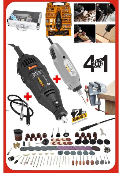 Italy SUPER362 362 Parça 500W Devir Ayarlı Çift Adet Gravür Oyma Makinesi Dremel Taşlama Zımpara Set modelleri