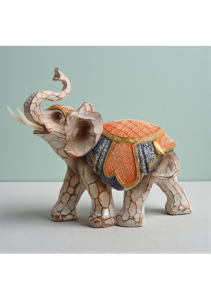 Lüks Nakış Işlemeli Feng Shui Şans ve Bereket Fil Heykeli 13 Cm. Dekoratif Biblo Yeni Ev Için Hediye