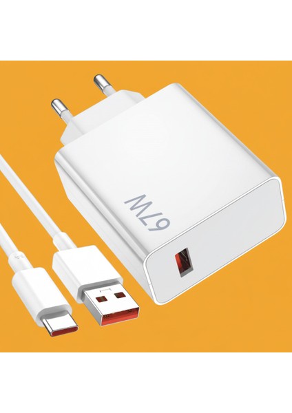 67W Turbo Hızlı Şarj Aleti Ultra Hızlı Şarj Kablo Adaptör Seti Akım Korumalı Bakır Sargı