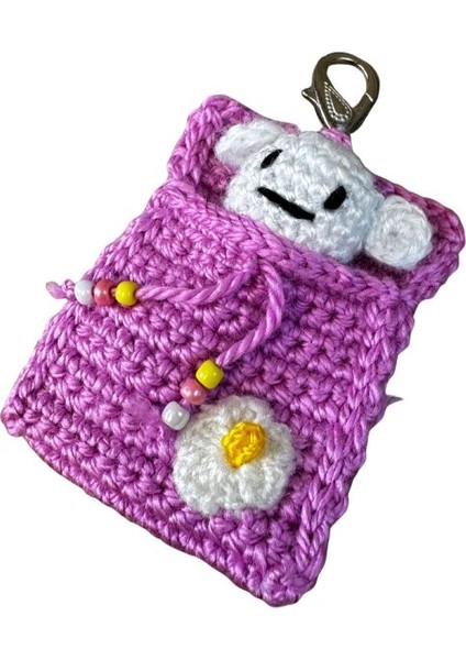 1315 El Yapımı Pembe Keseli Ayıcık Örgü Mini Anahtarlık indirimleri